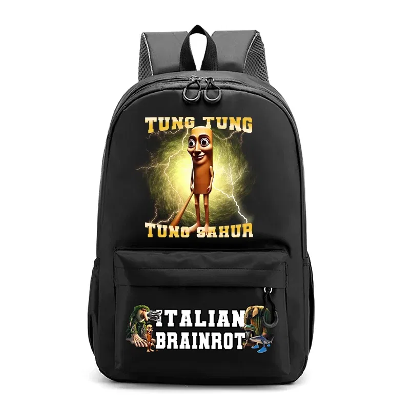 Color: Fluorescent Green - Italian Brainrot Kids Cute Schoolbag Tung Tung Tung Sahur Backpack for Boy Funny Meme Anime Knapsack Cartoon Book Bag Gifts 2025
