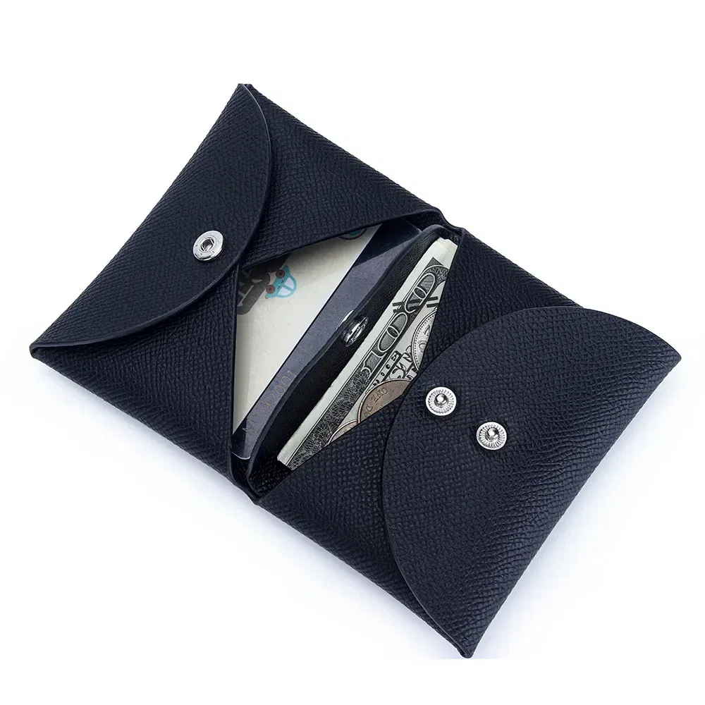 Color: Khaki - Genuine Leather Coin Pouch Change Holder Mini Snap Pocket Wallet for Men Women Luxury Designer Credit Card Holder Coin Purses