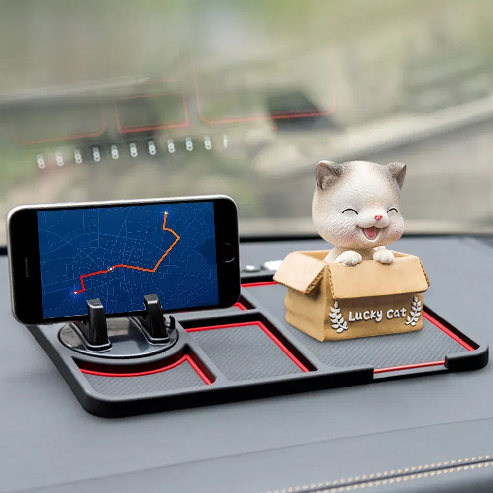 Color Name: Red - Silicone Car Anti-Slip Mat Auto Phone Holder Sticky Anti Slide Dash Phone Mount Parking Number Card Car Pad Mat Car Mat