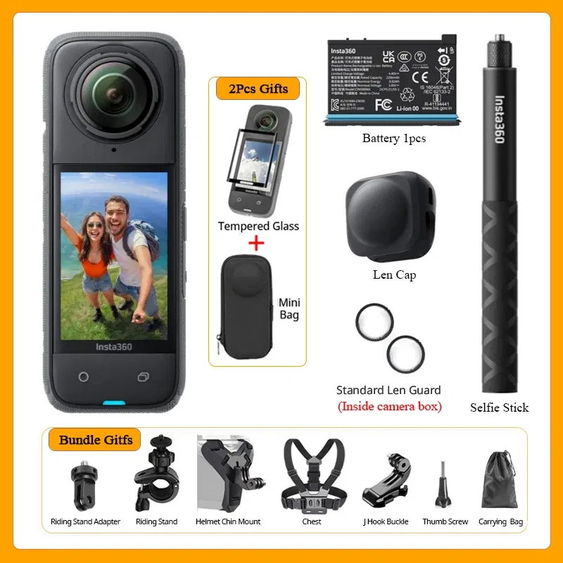 Bundle: Bundle2, Color: WHITE, Ships From: CHINA - Top Insta360 X4 Now arrival 8K Waterproof 360 Action Camera, 4K Wide-Angle Video 2290mAh Battery Insta360 X4 Sport Camera