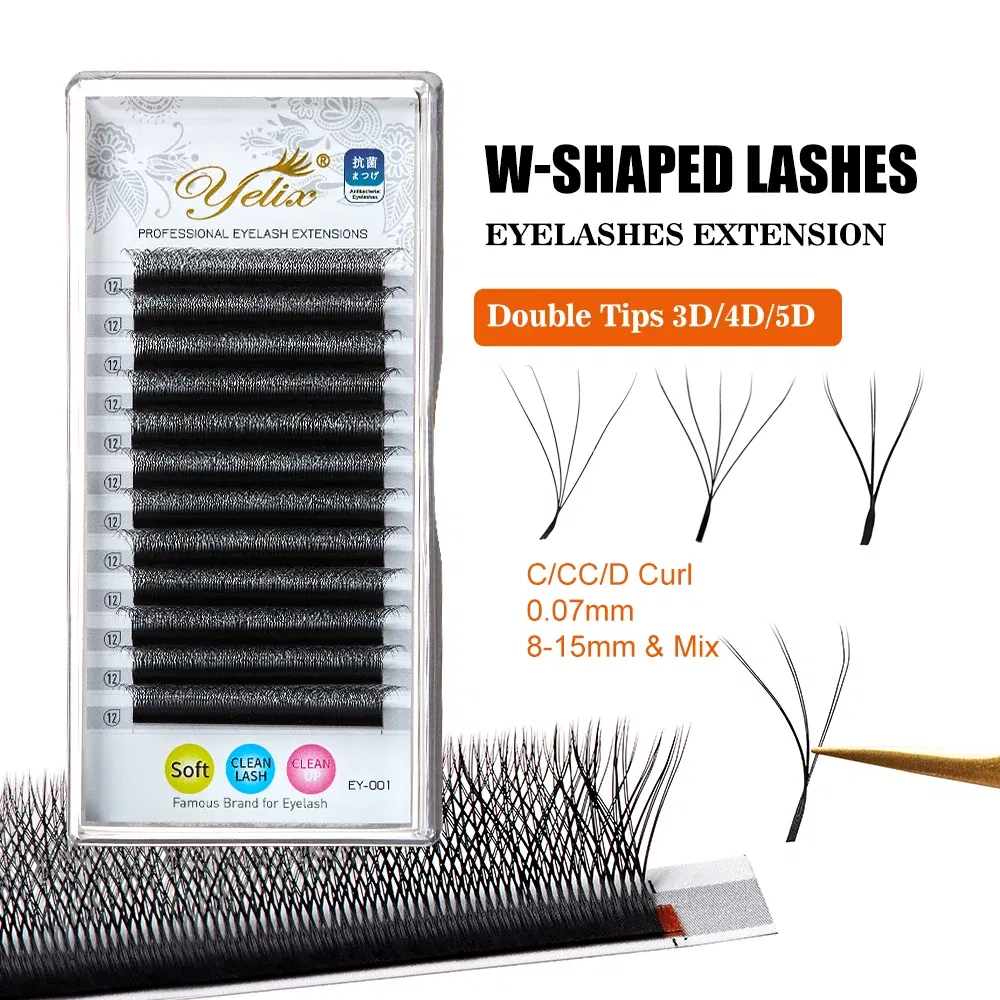 Color: Brushed Brass, Curl: D, Thickness: 0.07mm, Length: 10mm - Yelix Cilios 5D W Shape Eyelash Extensions 4D/6D Premade Volume Fans Natural Soft Automatic Flowering Lash Makeup Supplies