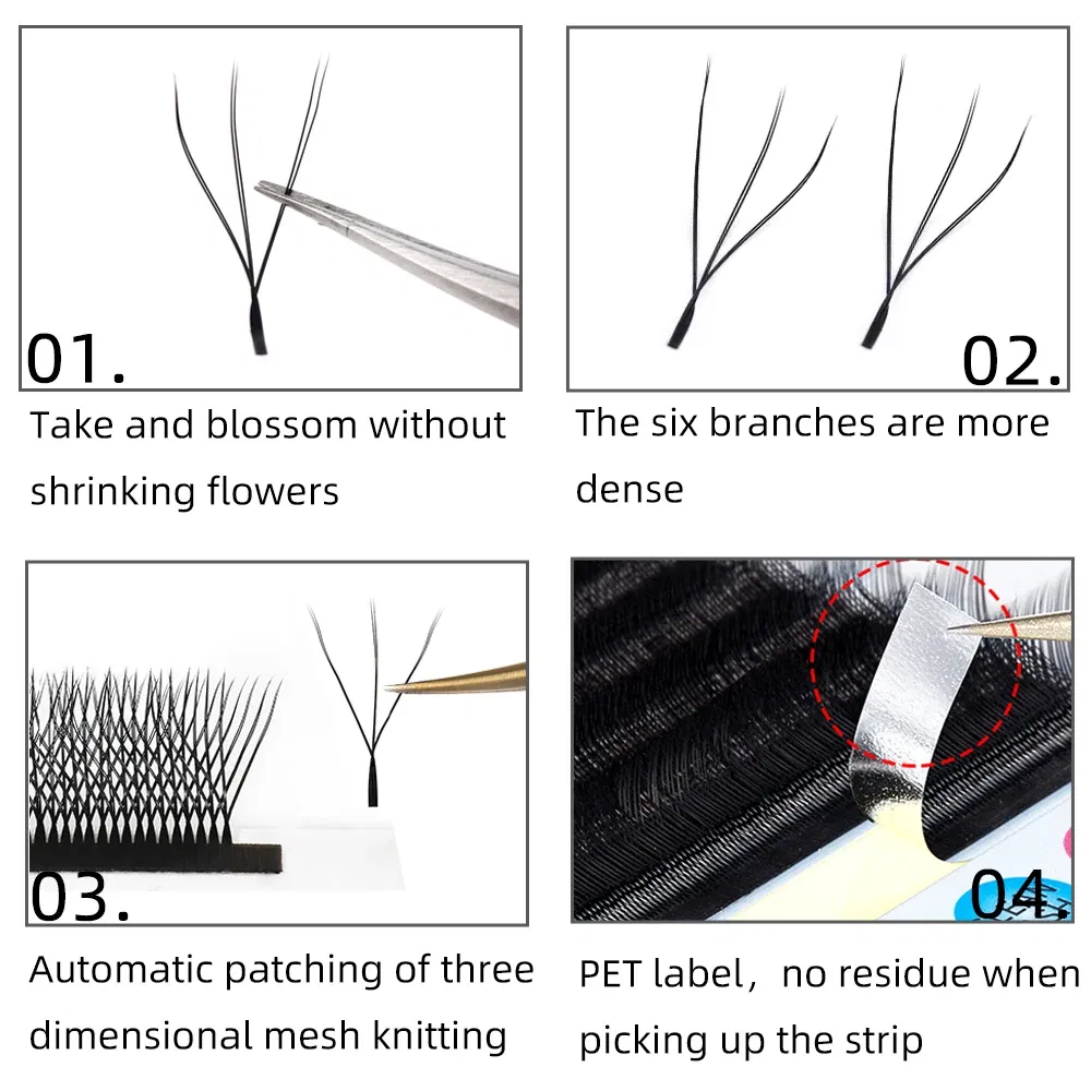 Color: Brushed Brass, Curl: D, Thickness: 0.07mm, Length: 10mm - Yelix Cilios 5D W Shape Eyelash Extensions 4D/6D Premade Volume Fans Natural Soft Automatic Flowering Lash Makeup Supplies