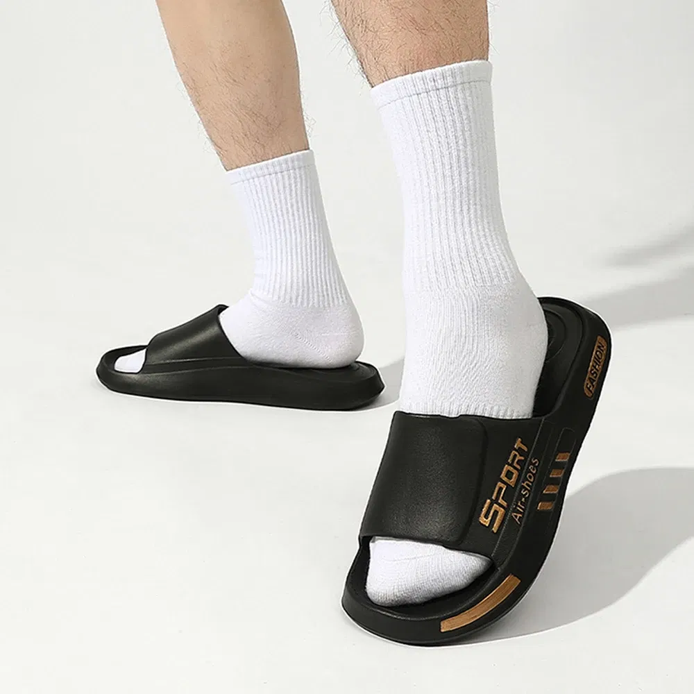 Color: Beige, Shoe Size: 42-43, Ships From: CHINA - BASATU Fashion Men's Slippers PVC Soft Sole Non-slip Slides Casual Outdoor Beach Flip Flops Home Bathroom Sandal Couples Slipper