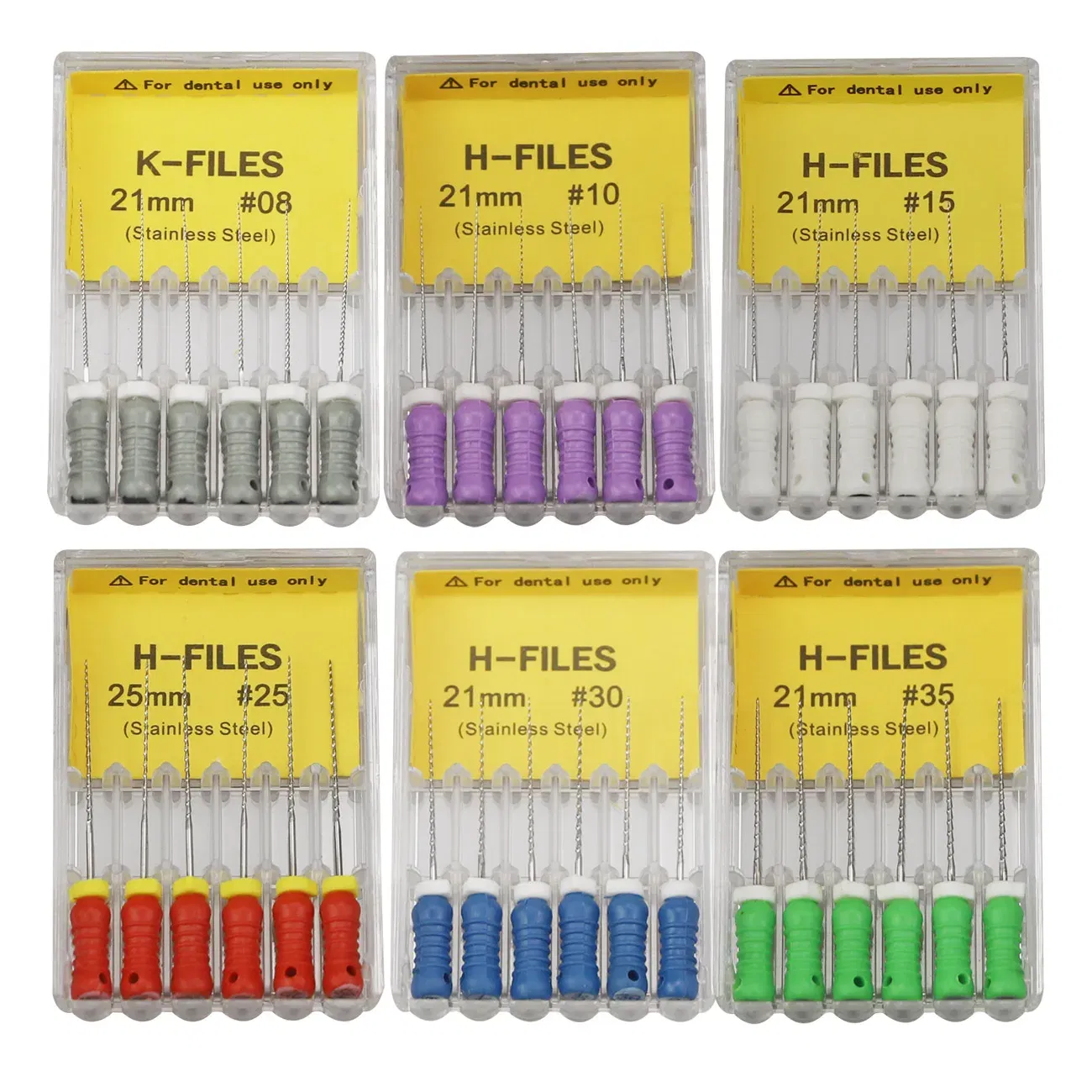 Color: BROWN RED - 6Pcs/Pack Dental Tools Root Cannal Endo K File 21mm 25mm Stainless Steel Endodontic Instruments Dentist Dentistry Odontologia