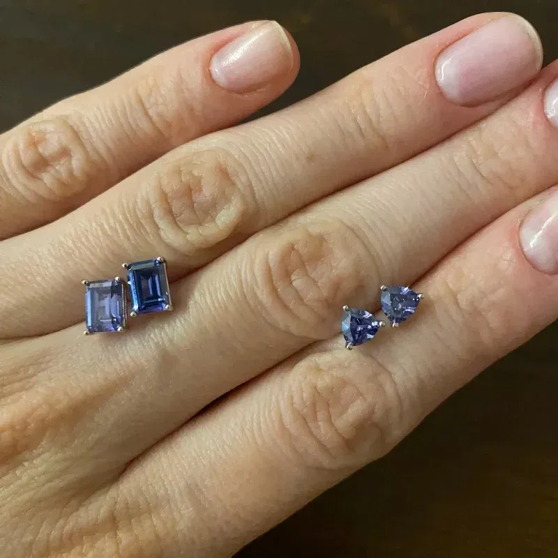 2 Pairs Tanzanite 925 Sterling Silver Earring Jewelry Sets Earring for Women