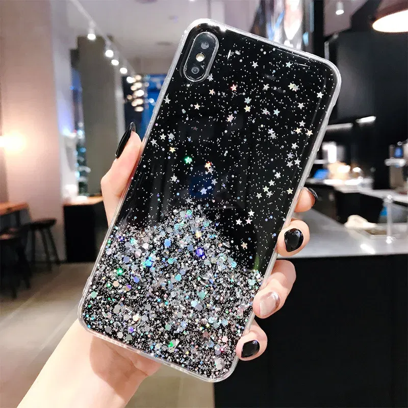 Color: black, Compatible-Phone Models: For iPhone SE (2022) - 16 Pro Max, Epoxy Resin Case, iPhone 15 Case with Sequins, Epoxy Case, iPhone 14 Case, Glitter Girls Designs, 13 Pro Max, 15Pro
