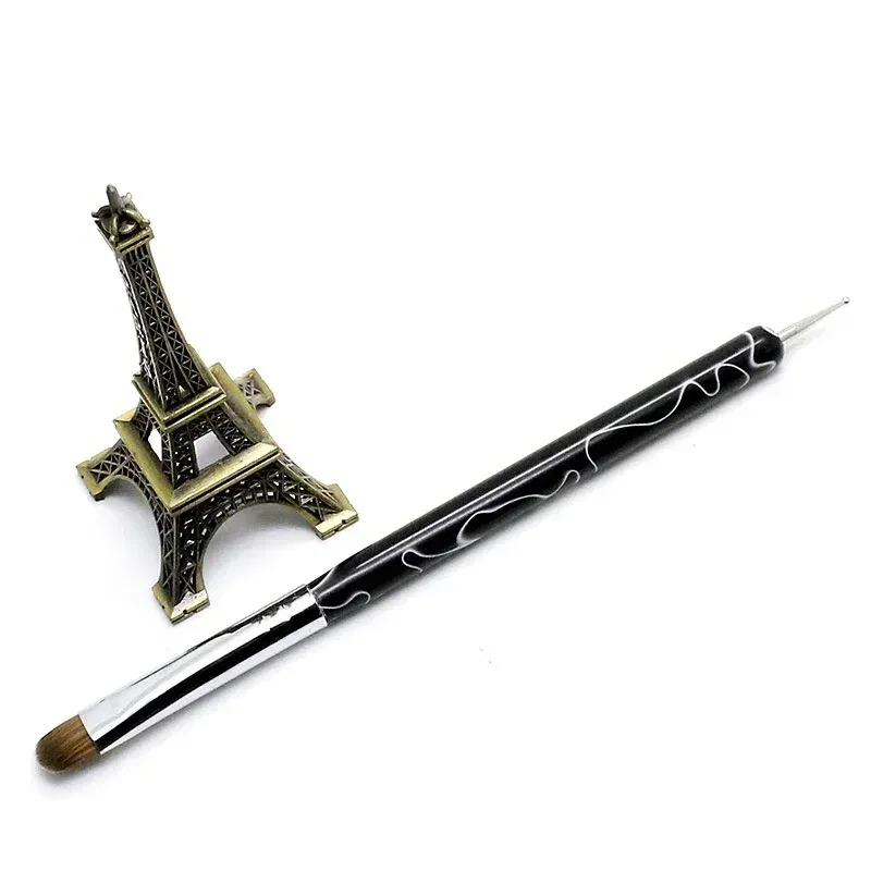 Color: DEEP BLUE - TIANMI Kolinsky French Nail Art Brush Dual End Nail Art Dotting Pen Acrylic Drawing Rhinestone UV Gel Painting Manicure Tool