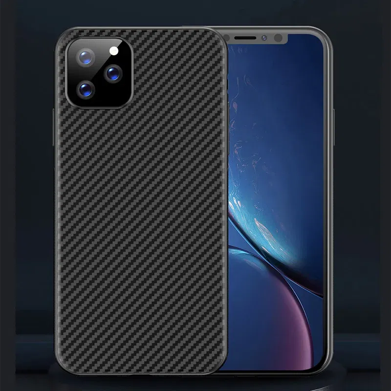Color: black, Material: Artificial Leather - Luxury Carbon Fiber Silicone Case for iPhone 13 11 12 14 15 16Pro Max XSMAX XR XS  X SE 5 6 6S 7 8 14Plus  Protective Soft Cover