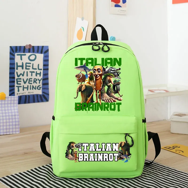Color: Yellow - Italian Brainrot Kids Cute Schoolbag Tung Tung Tung Sahur Backpack for Boy Funny Meme Anime Knapsack Cartoon Book Bag Gifts 2025