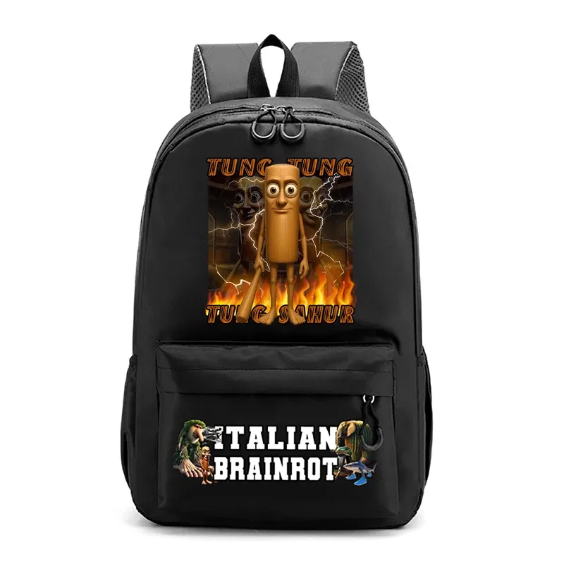 Color: Yellow - Italian Brainrot Kids Cute Schoolbag Tung Tung Tung Sahur Backpack for Boy Funny Meme Anime Knapsack Cartoon Book Bag Gifts 2025