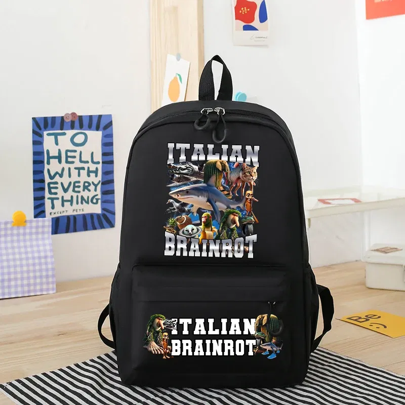 Color: Yellow - Italian Brainrot Kids Cute Schoolbag Tung Tung Tung Sahur Backpack for Boy Funny Meme Anime Knapsack Cartoon Book Bag Gifts 2025
