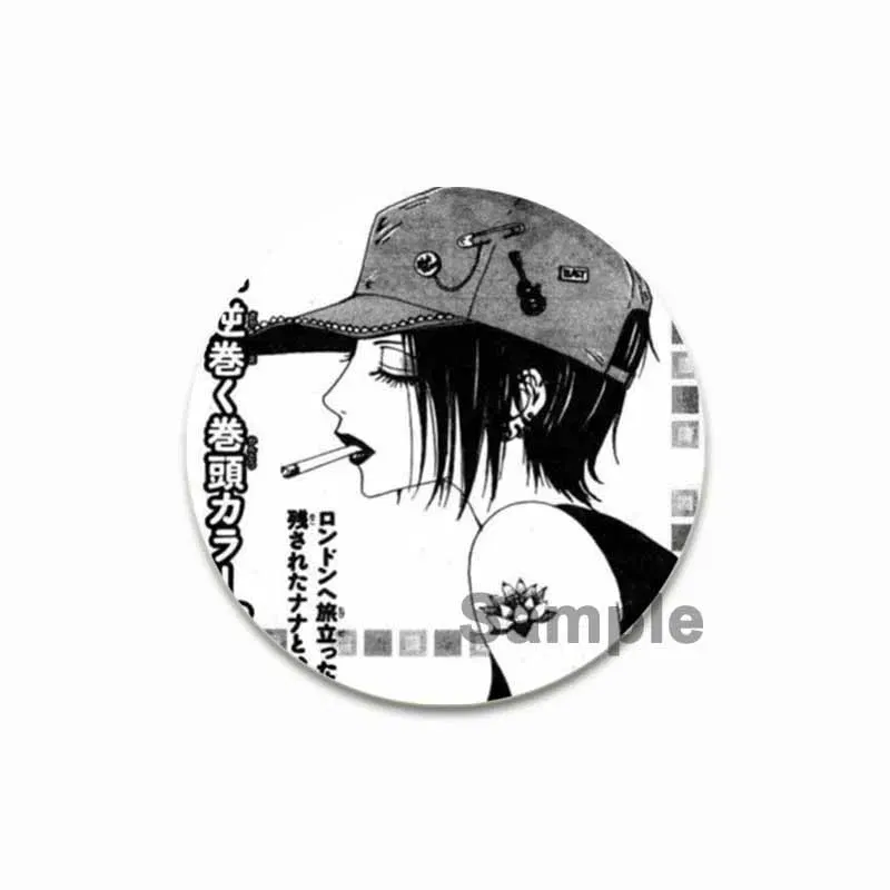 Color: Light Grey, Size: S - 58/44/32MM Anime Cartoon Figure Nana Brooches Cosplay Exquisit Badge for Collar Backpack Hat Accessory Handmade Enamel Pin