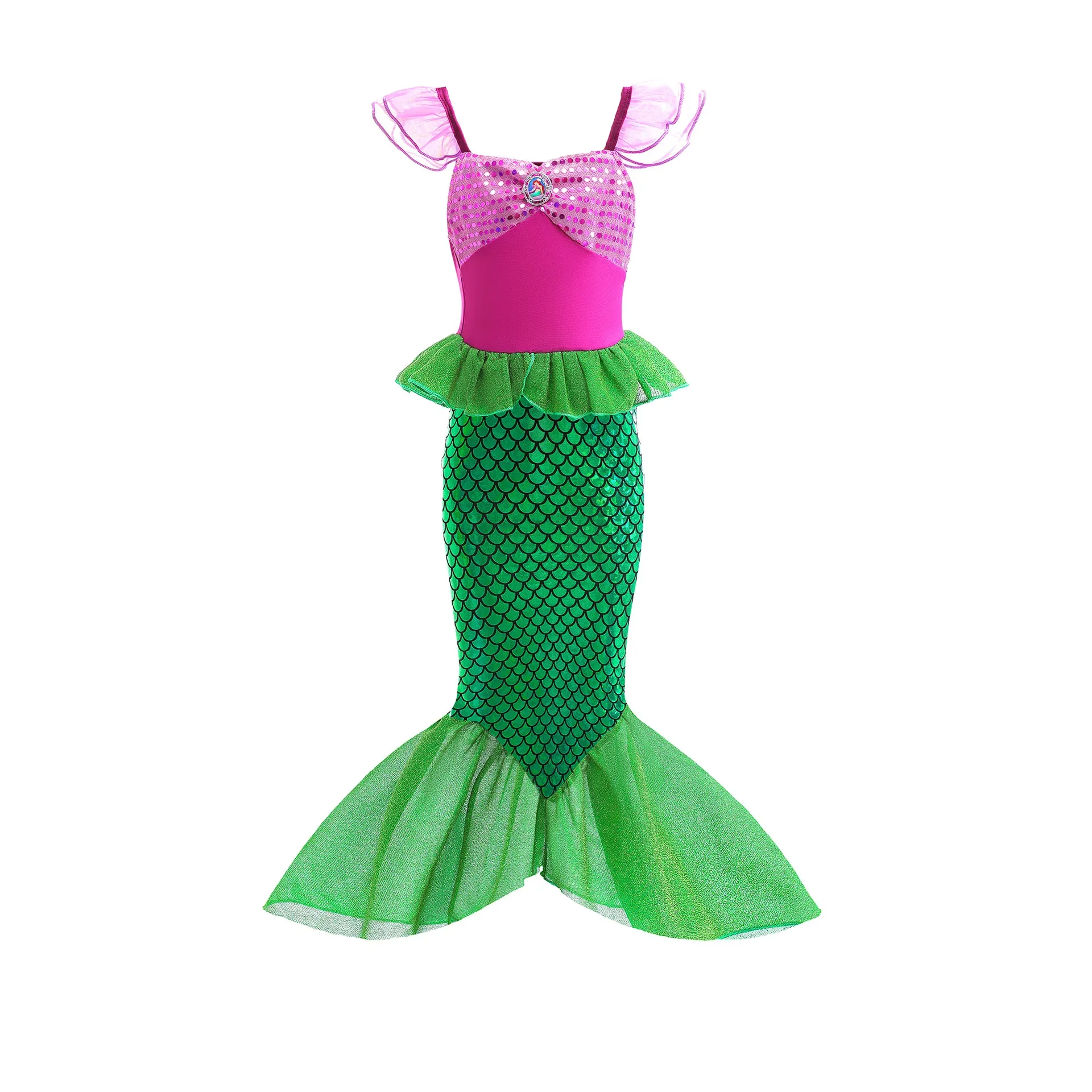 Color: Beige, Kid Size: 11 - Disney Little Mermaid Ariel Costumes for Girls Princess Dress Cosplay Halloween Carnival Kids Birthday Party Dress Up Clothing