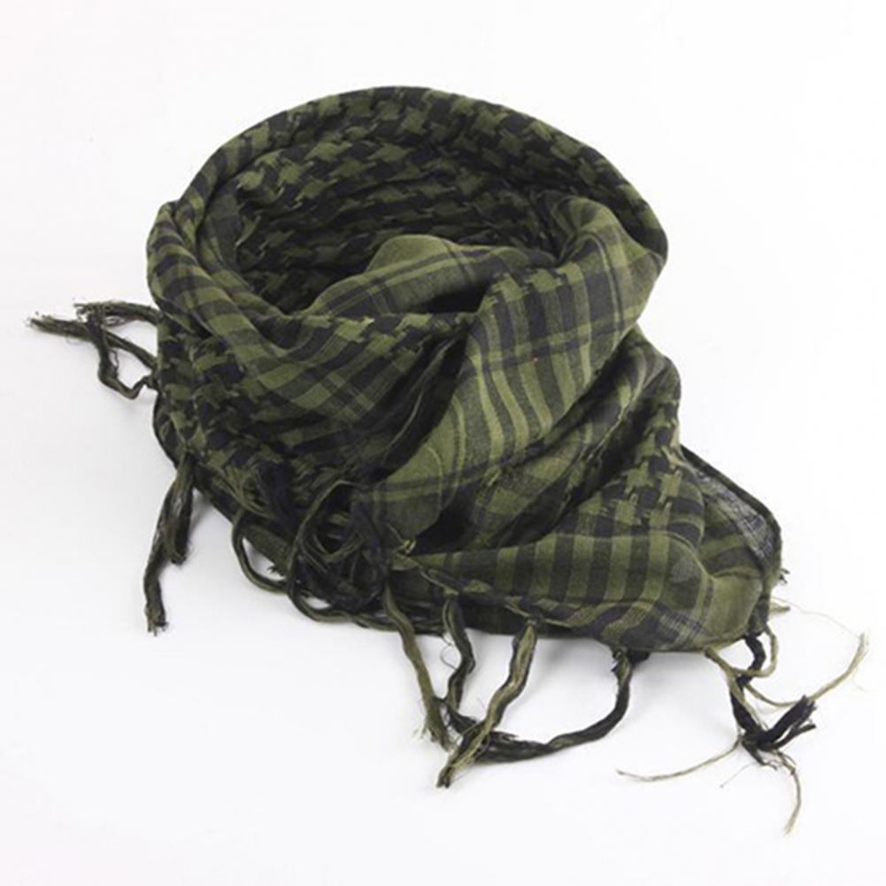 Color: GRAY - Scarf Army with Tassel for Men Women Scarf Mask Scarf Unisex Lightweight Plaid Pattern Cotton Keffiyeh Scarf for Winter
