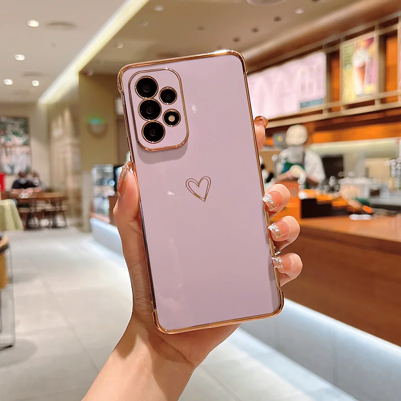 Color: Orange, Compatible-Phone Models: For iPhone 15, Ships From: CHINA - Electroplating Love Heart Phone Case For Samsung Galaxy S25 S24 Ultra S23 S22 A13 A14 A52 A53 Protect Lens Shockproof Back Cover