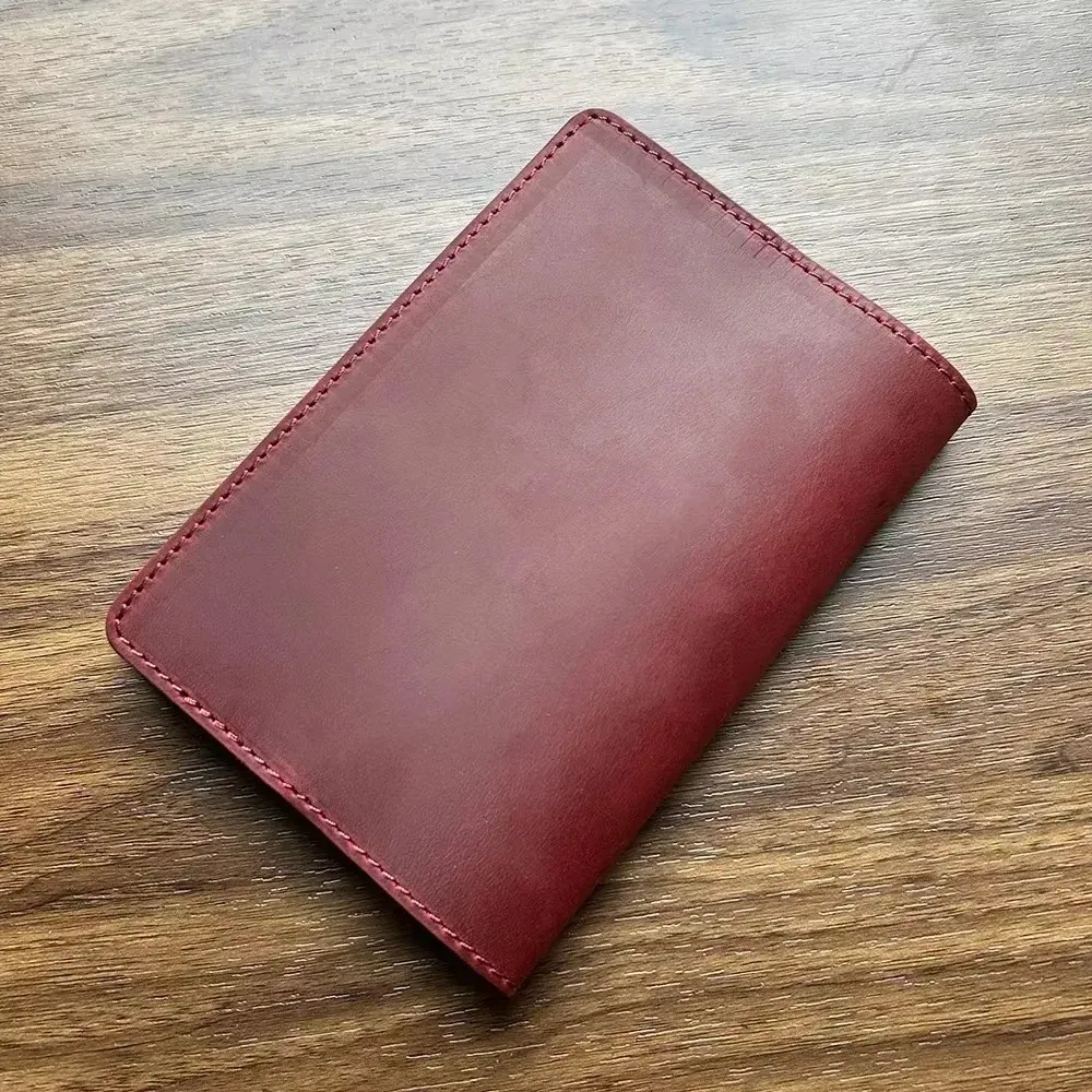 Color: Red - Francais Passport Cover Genuine Leather with Original French Logo | 100% Real Leather Travel Document Holder for Men Women Gift
