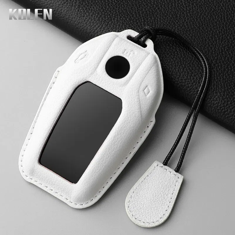 Color Name: black - Dermis Leather Car LED Display Key Case Cover Shell For BMW 5 7 Series X3 X4 X5 X7 G30 G31 G11 G12 G01 GT G32 i8 Fob Accessories