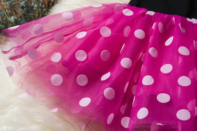 Color: black, Kid Size: 4T - Mickey Minnie Mouse Baby Girls Cosplay Costume Kids Fancy Polka Dot Dress Princess Dress Children Birthday Party Clothing Gift