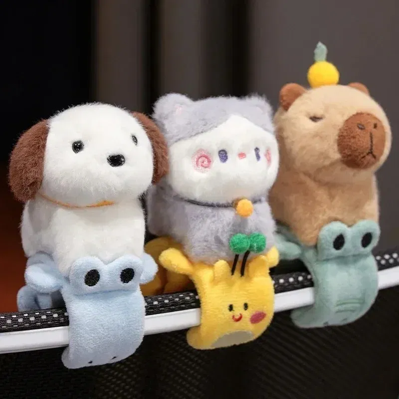 Color: GRAY, Height: 0-10cm - Capybara Slap Snap Wrap Capibara Plushie Wristband Bracelet Kawaii Cute Dog Cat Plush Toy Hand Ring Creative Funny Gift
