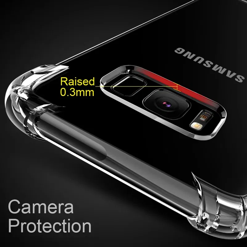Material: Plastic - Clear Case For Samsung Galaxy S20 S21 FE S22 S10 S9 S8 Plus S10E Note 8 9 10 20 Plus ShockProof Transparent Soft Cover Case