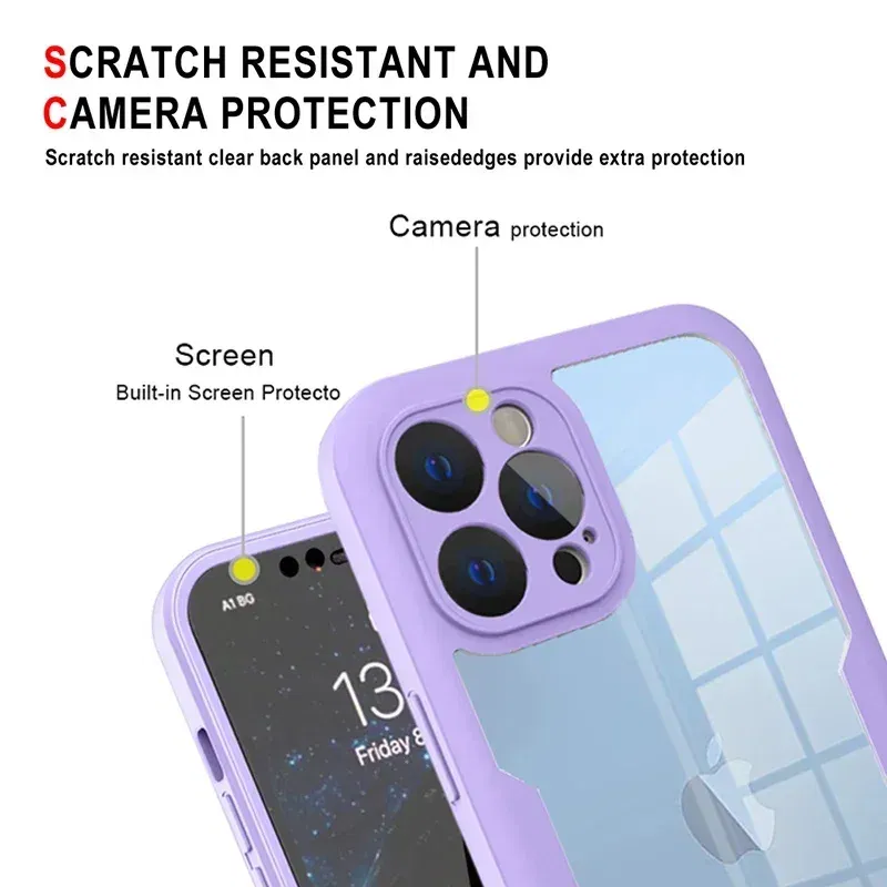 Color: Ivory, Compatible-Phone Models: For iPhone 6, Ships From: CN - Clear 360 Full Wrap Phone Case For iPhone 17 Pro Max 16 15 14 13 12 11 SE2/SE3 Xr Xs 8 Plus Film With Lens Protection Back Cover