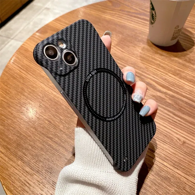 Color: black, Material: Cotton Fabric - Luxury Carbon Fiber for iPhone 11 14 Plus 12 13 Pro Max Magsafe Case Magnetic Wireless Hard Thin Slim Cover for iPhone 13 14 Max