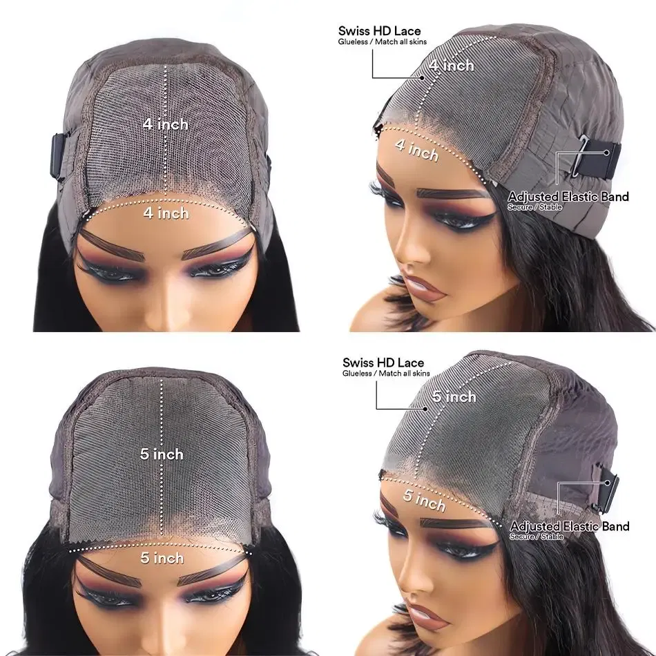 Stretched Length: 8inches, Hair Color: #2, Density: 180%, Ships From: CHINA - Body wave Wigs Glueless Wig Human Hair Ready To Wear 5x5 Lace Frontal Wig 4x4 Brazilian Closure Wig For Women Lace Front Wigs