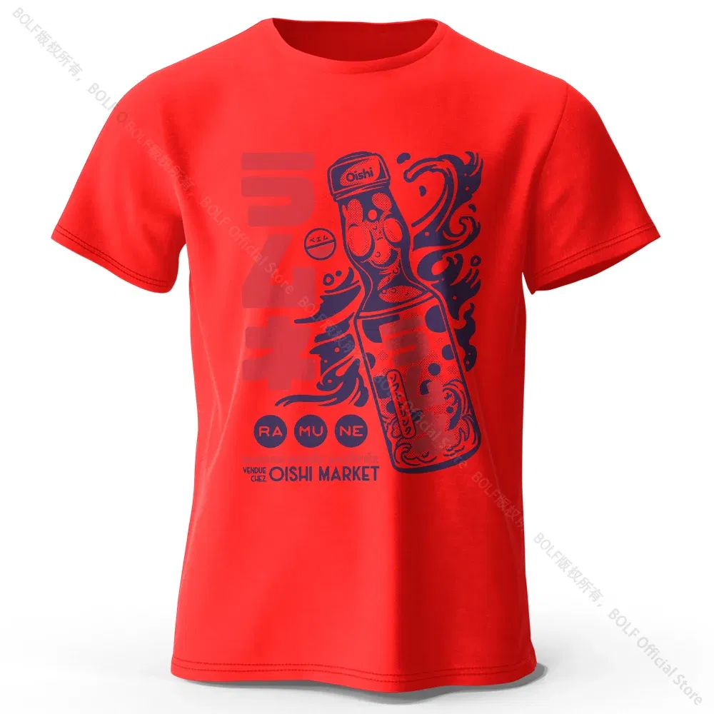 Color: Red, Size: S - Men's Anime Character Printed 100% Cotton T-Shirt, Soft Fabric Round Neck Short Sleeve Tee, Unisex Harajuku