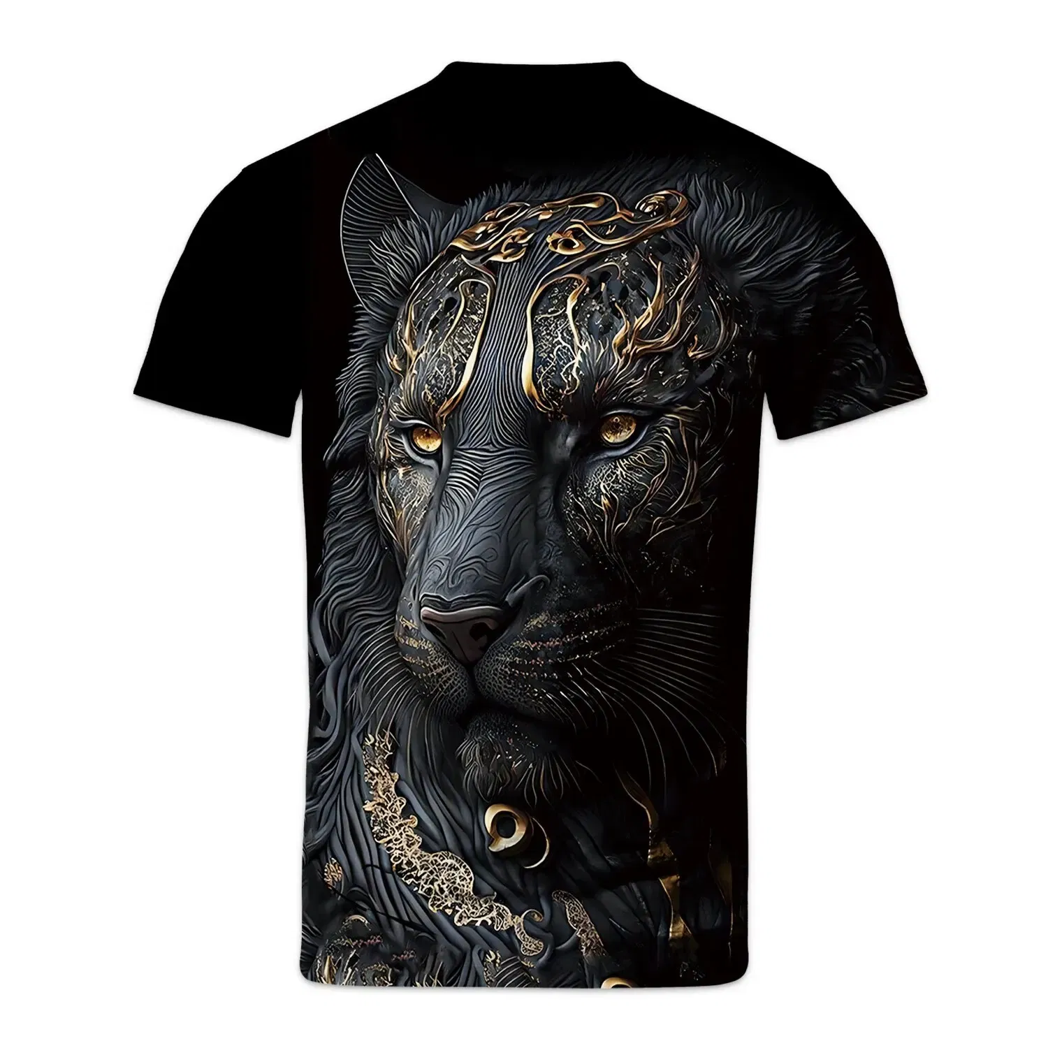 Size: XL, Color: Green - Daily Oversized Men's T-Shirt 3D Lion Print Tees Tops Summer Casual Animal Pattern Streetwear New Fashion Street Men Clothing