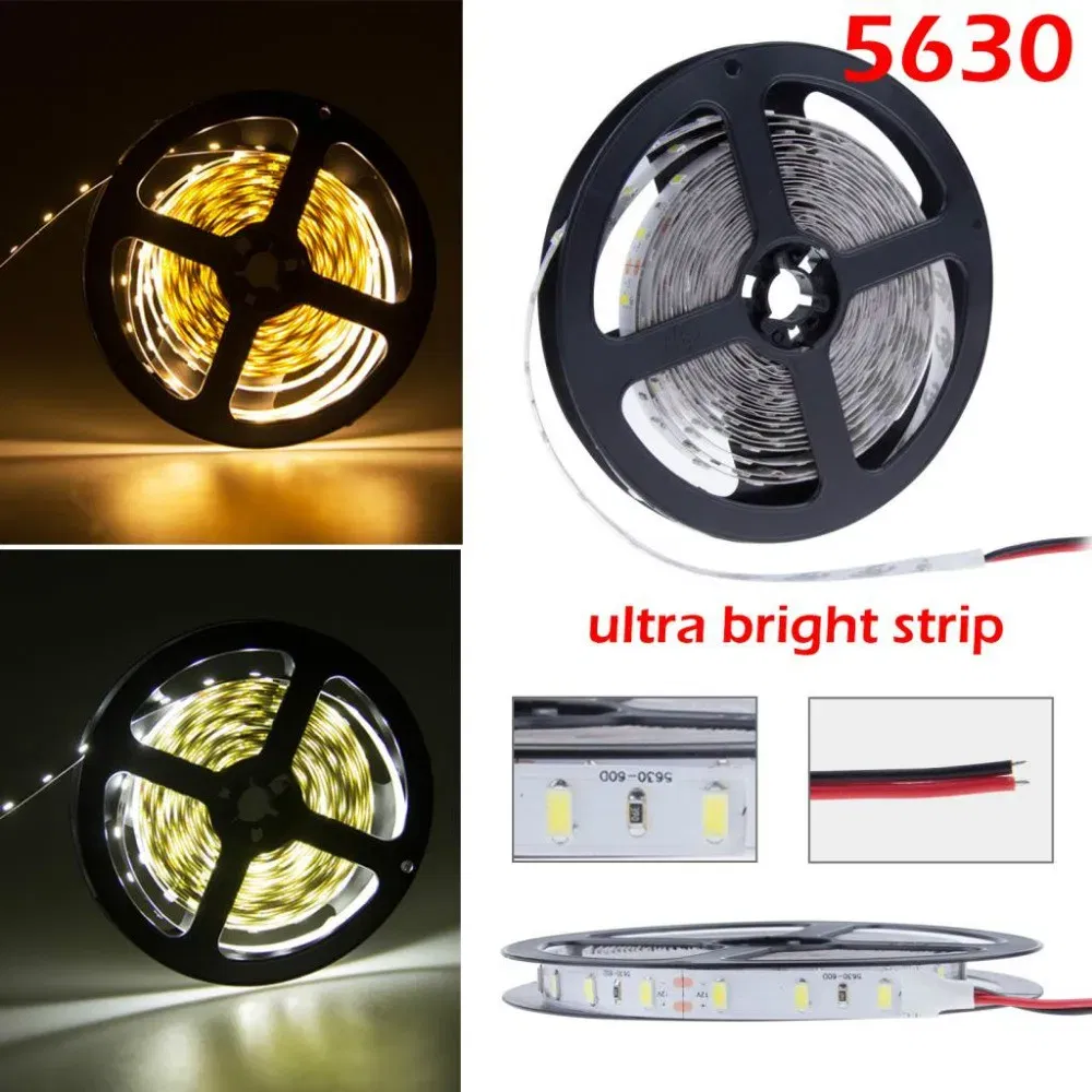 Emitting Color: Natural White, Color: Army Green - Led Strip Light 5630 5730 Waterproof 12V Flexible Tape 5m Natural White 4000K Cold White Warm White 3000K 6500K Red Green Blue