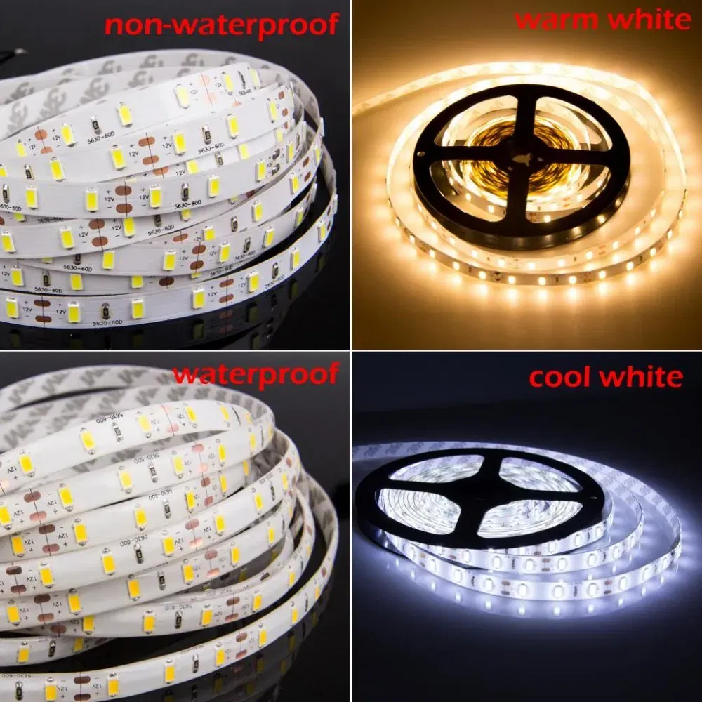 Emitting Color: Natural White, Color: Army Green - Led Strip Light 5630 5730 Waterproof 12V Flexible Tape 5m Natural White 4000K Cold White Warm White 3000K 6500K Red Green Blue