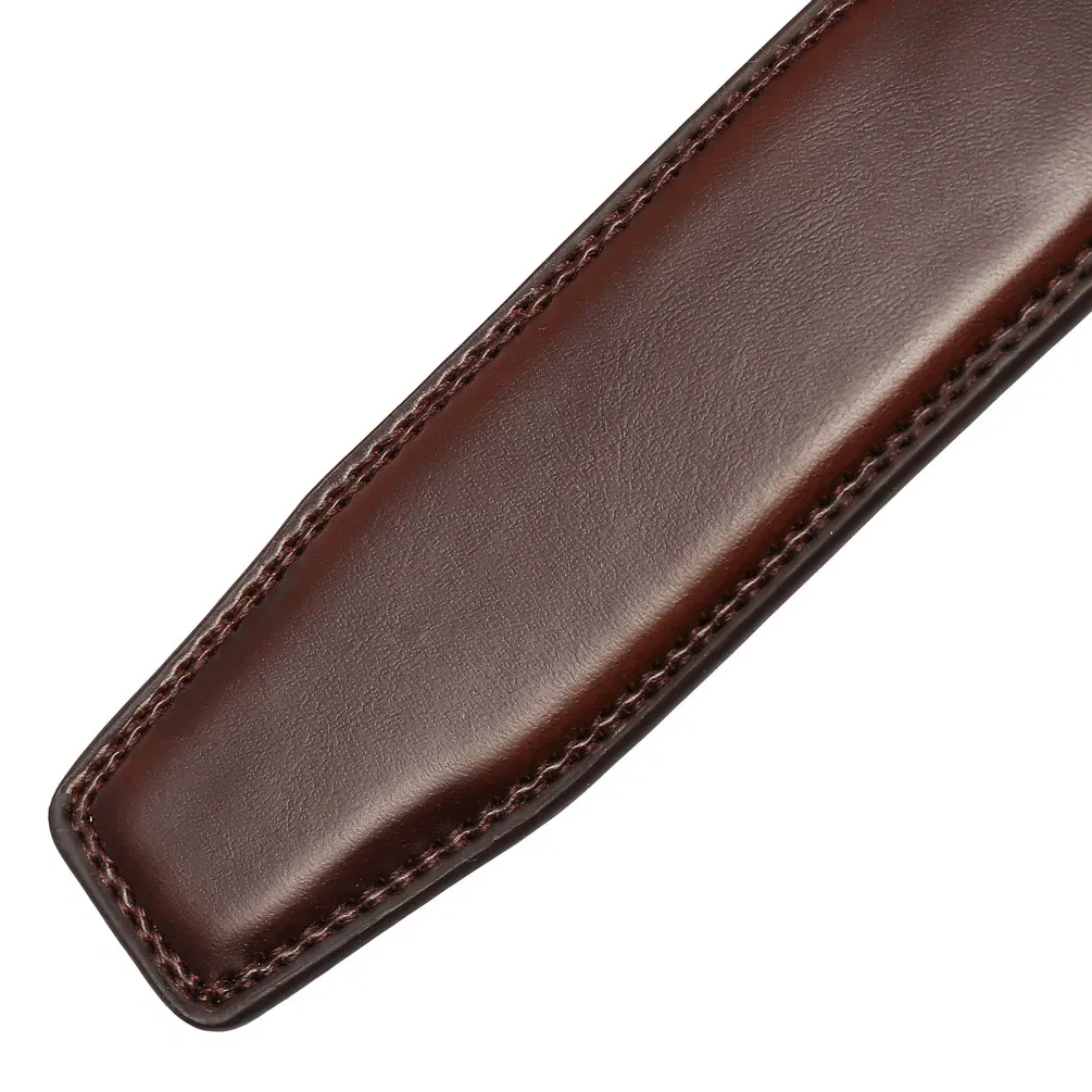 Color: Blue, Belt Length: 125cm - 90-130cm Brand No Buckle 3.0cm Wide Genuine Leather Automatic Belt Body Strap Without Buckle Belts Men Good Quality No Holes