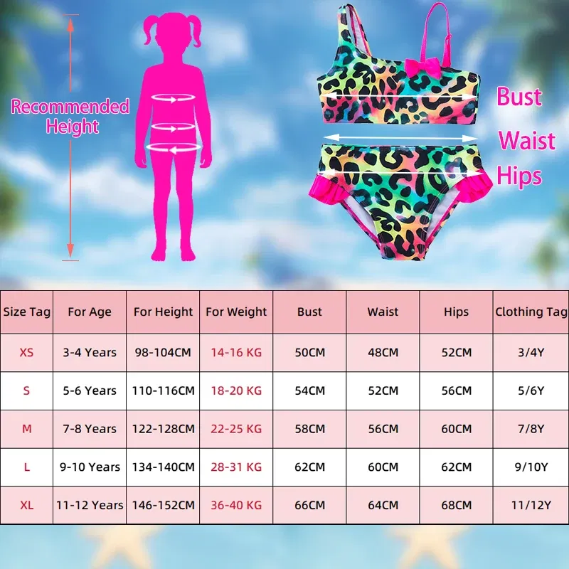 Color: Pink, Size: S - Lilo Stitch Gilrs Bow Bikini Set Trendy Two-Piece Swimsuits for Summer Stylish Beachwear Pool Fashion Bathing Suits 3-12Y