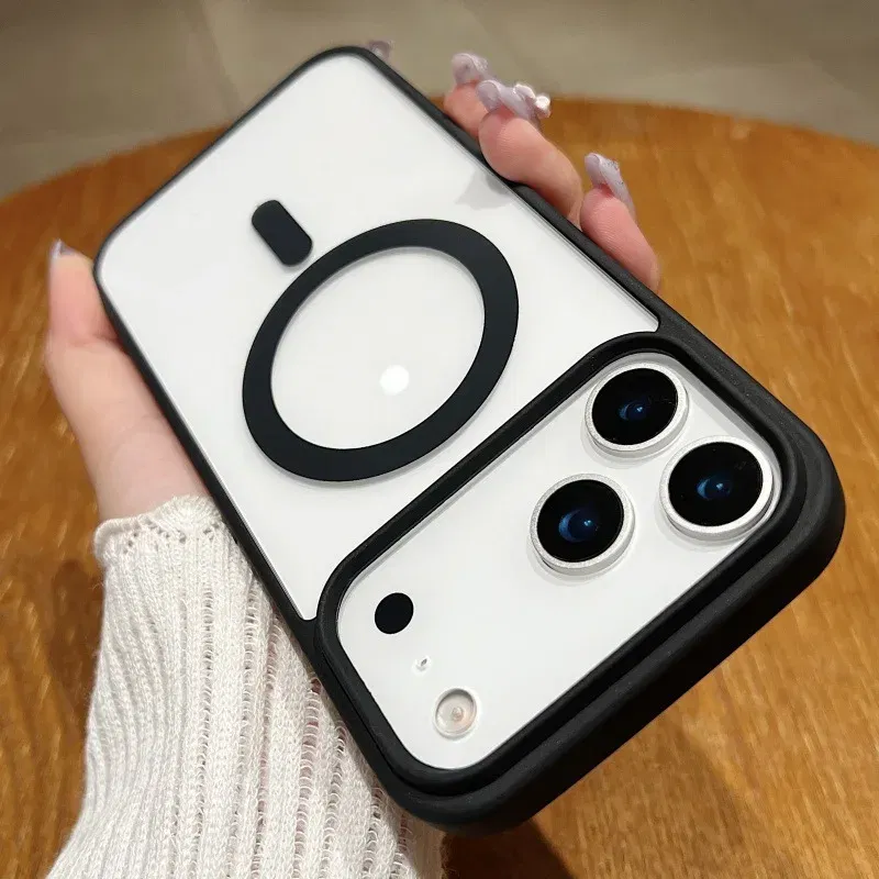Color: Beige, Material: Microfiber - Luxury Shockproof Magsafe Wireless Charge Case for iPhone 17 Air 16 15 14 Plus 13 12 Mini 11 Pro Max Clear Magnetic Bumper Cover