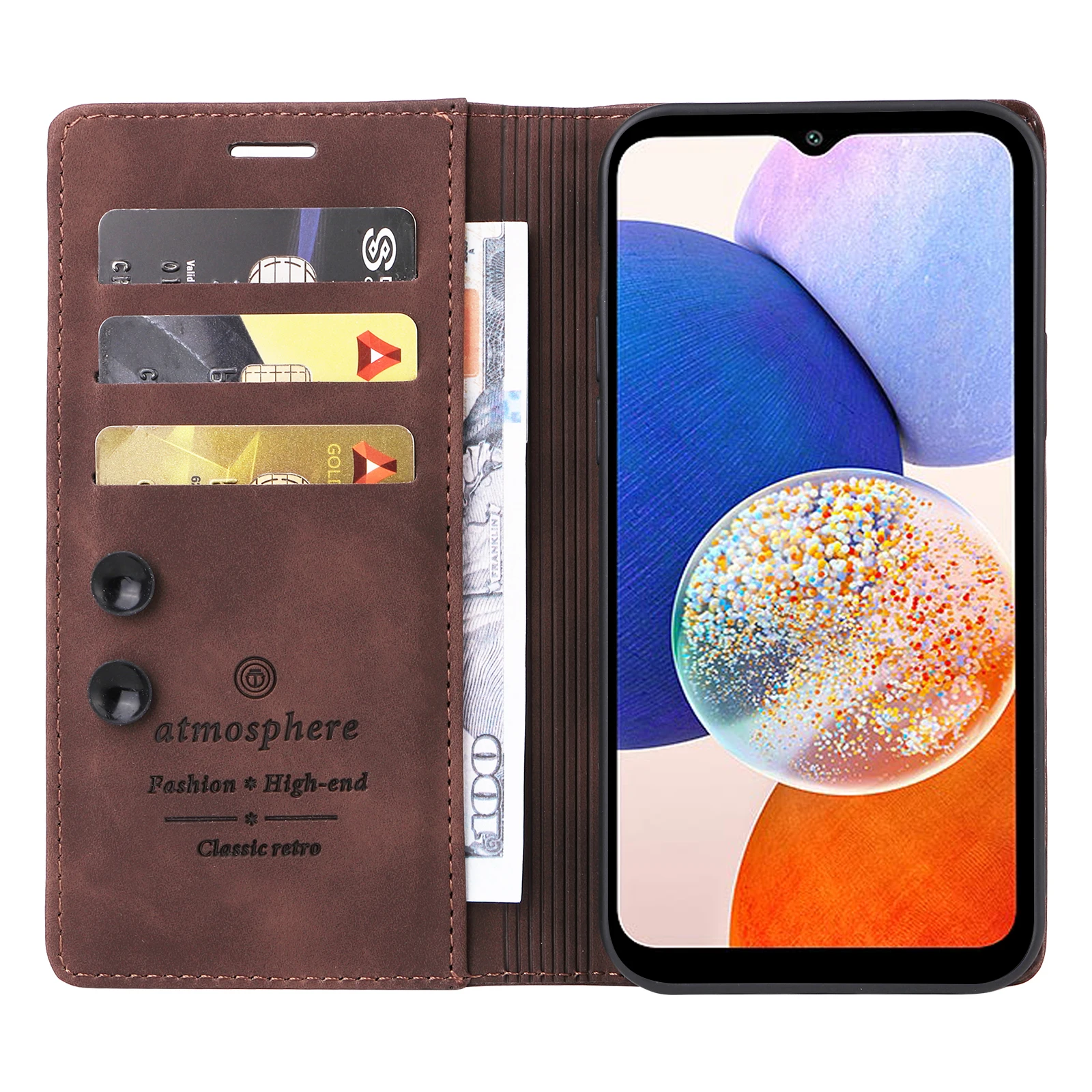 Color: Black, Material: PU - Leather Wallet Case For Samsung Galaxy A15 A05 A14 A24 A34 A54 A13 A23 A33 A53 A73 A52 A32 A22 A12 A72 A03S A04S Flip Book Cover