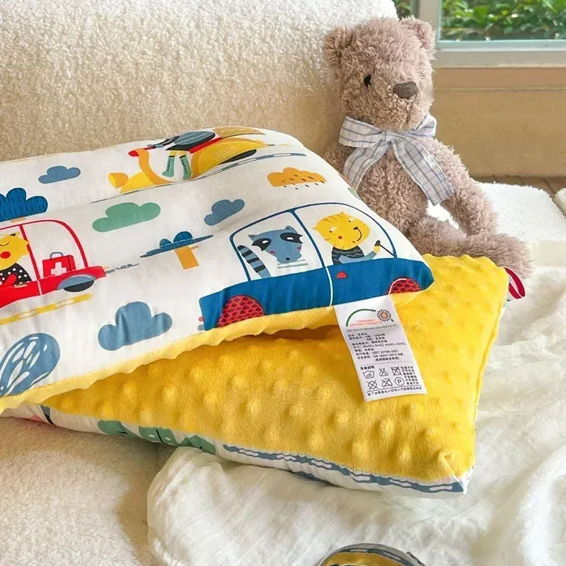 Color: Orange - Soft baby pillow Comfortable velvet newborn pillow Baby sleep headrest Breathable baby pillow Mom's Love