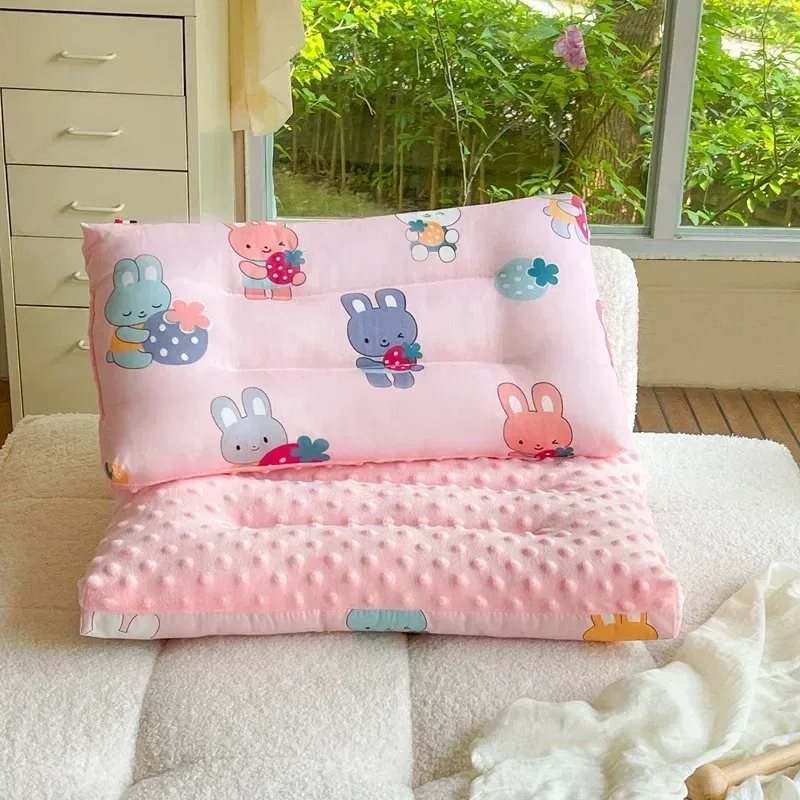 Color: Orange - Soft baby pillow Comfortable velvet newborn pillow Baby sleep headrest Breathable baby pillow Mom's Love