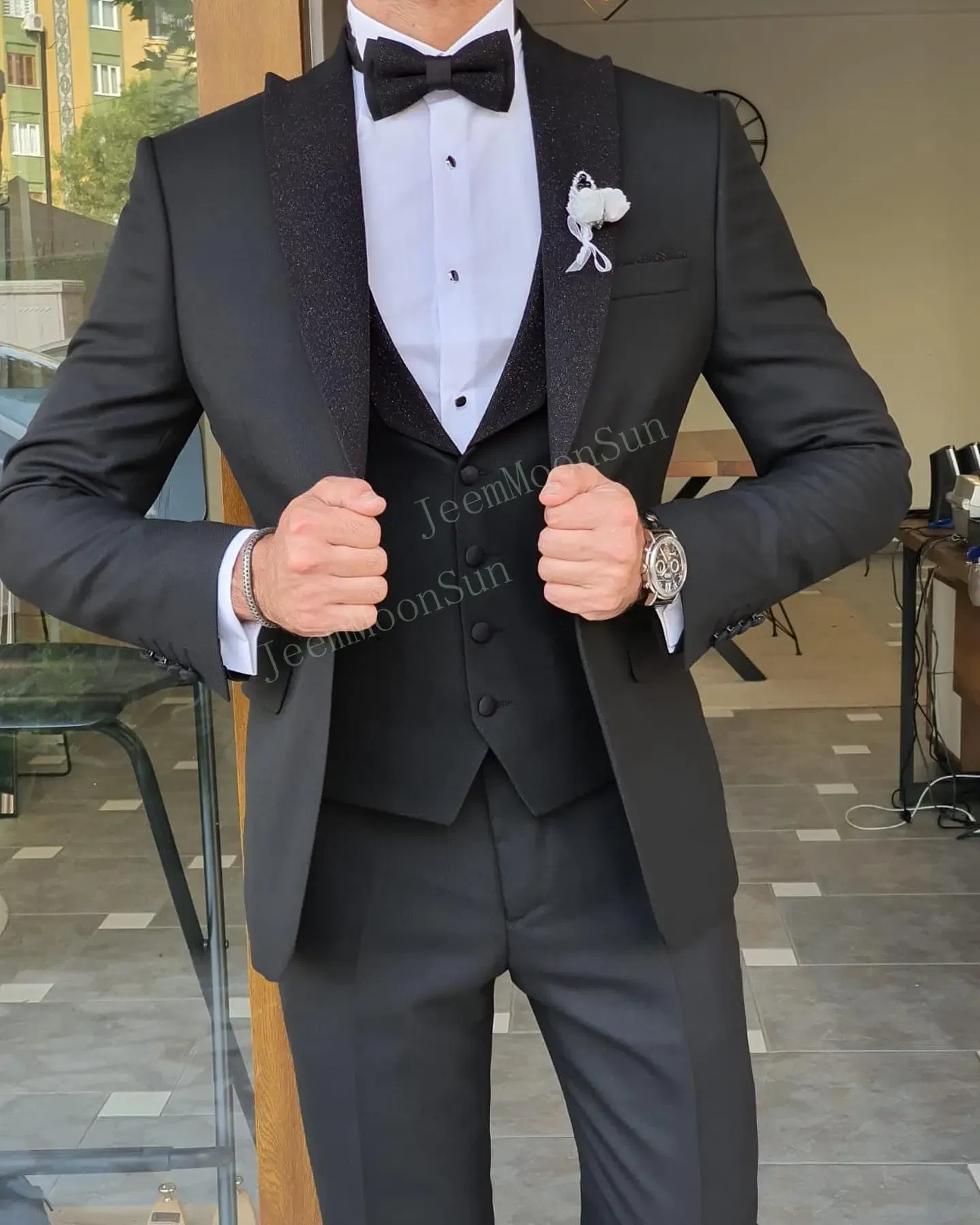Color: Navy Blue, Size: S, Ships From: CHINA - 3 Pieces New White Men's Suit 2022 Peak Lapel Slim Fit Casual Tuxedos Groom Tailor Made Terno Masculino (Blazer+Pants+Vest)