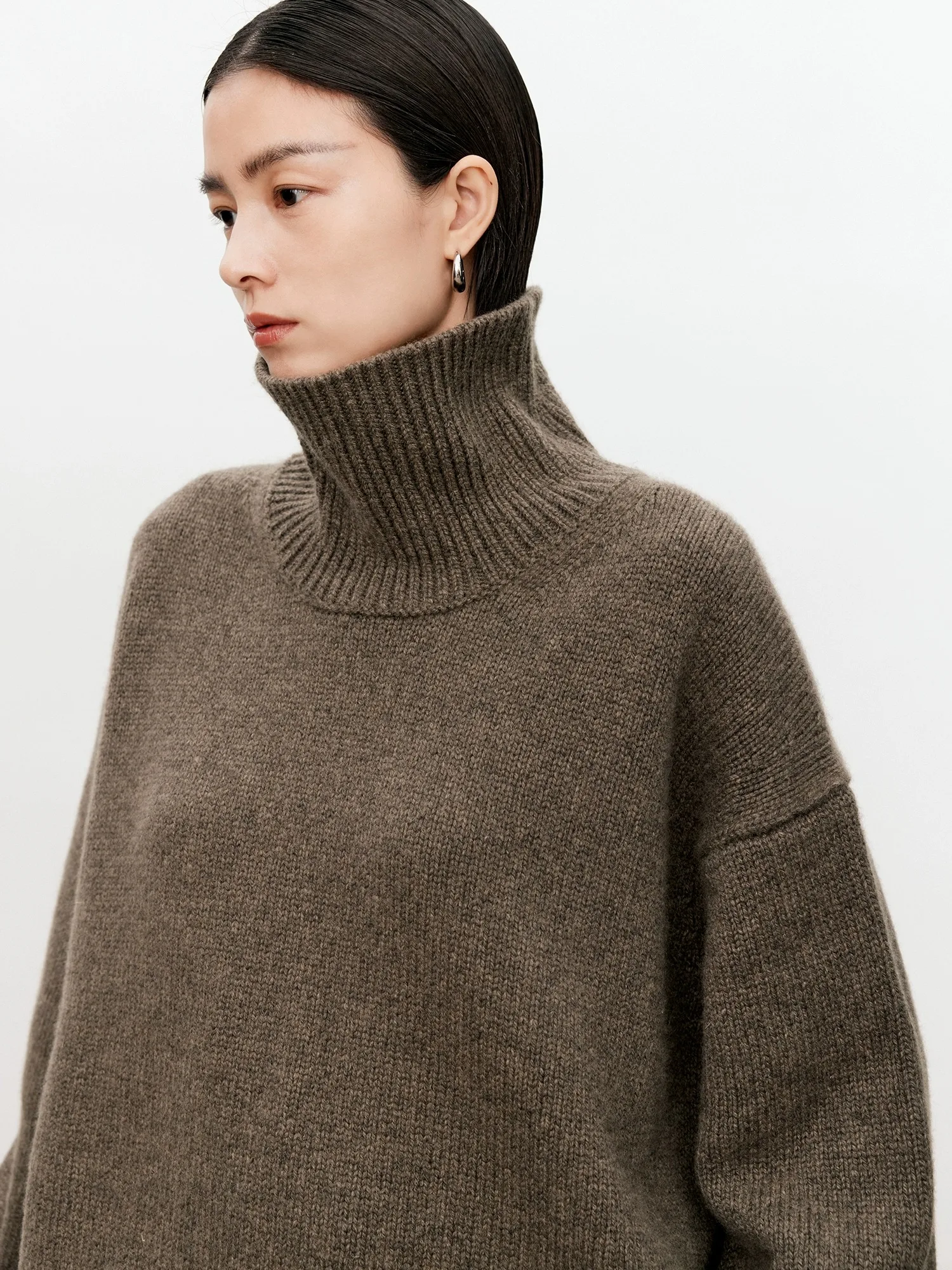 Color: black, Size: XXXL, Ships From: CHINA - Turtleneck pure cashmere sweater female loose and thick languid lazy wind pullover sweater knitting base WOOL sweater