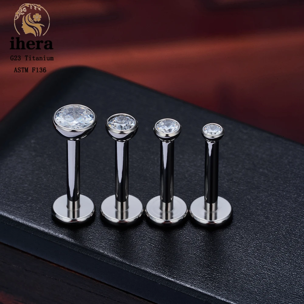 Metal color: Rhodium Plated, Ships From: CHINA, Main Stone Color: green - 10PCS G23 Titanium Lip Ring Labret Piercing Stud Earring CZ 16/18/20G Push Pin Ear Tragus Cartilage Helix Conch Pierc? Jewelry