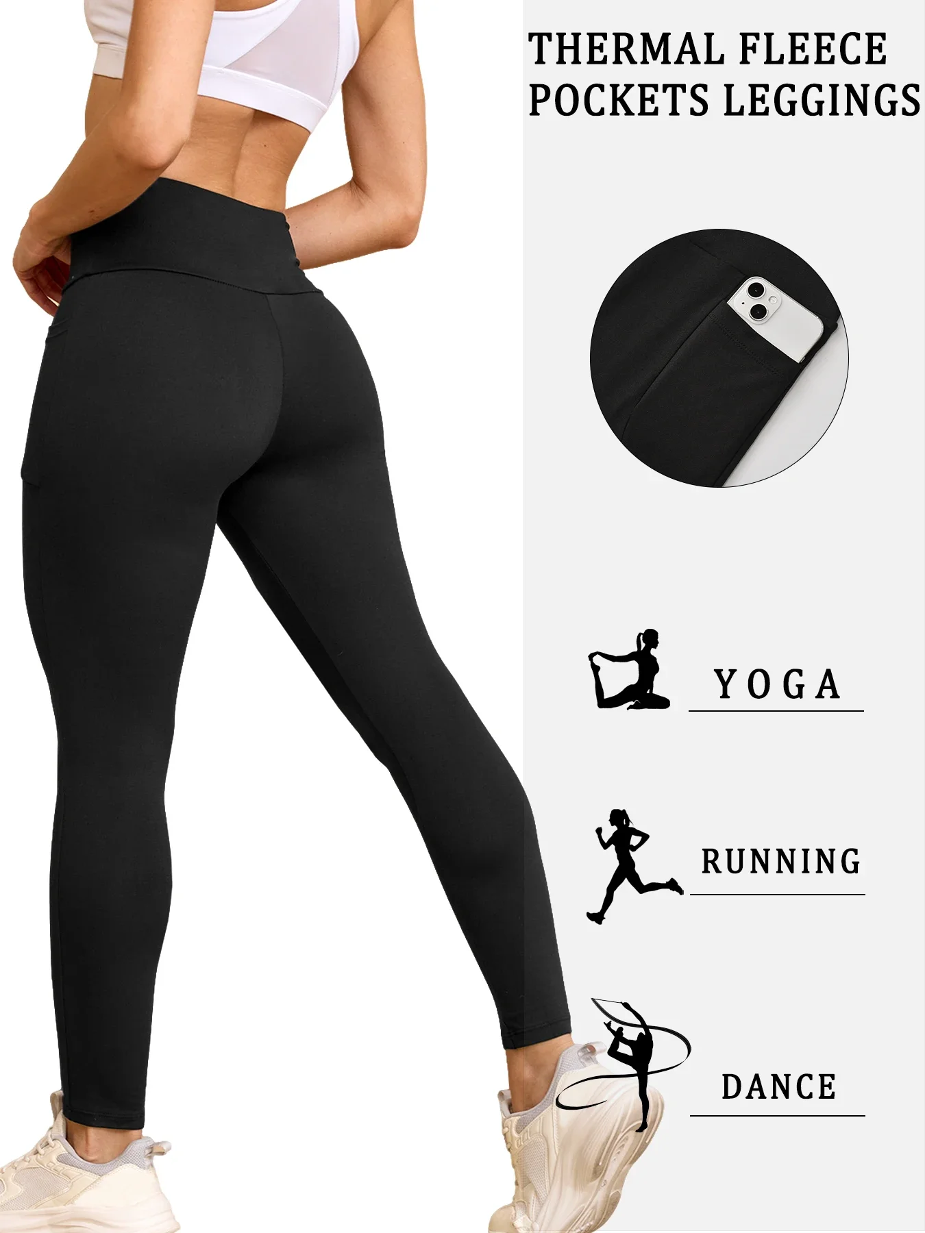 Color: Burgundy, Size: XXL - Womens Thermal Fleece Lined High Waisted with pockets Leggings, Workout Winter Warm Thick Tights Soft Yoga Running Pants