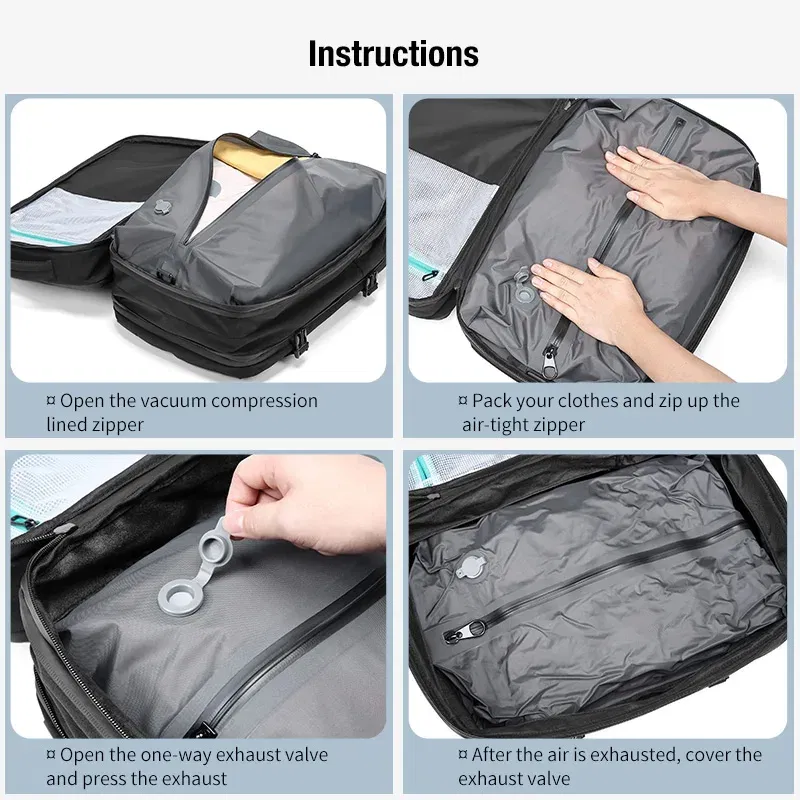 Color: Brown - Travel Men Expanded Laptop Backpack vacuum compression hiking Backpack USB charging Business Large Capacity Backpack For Pumps