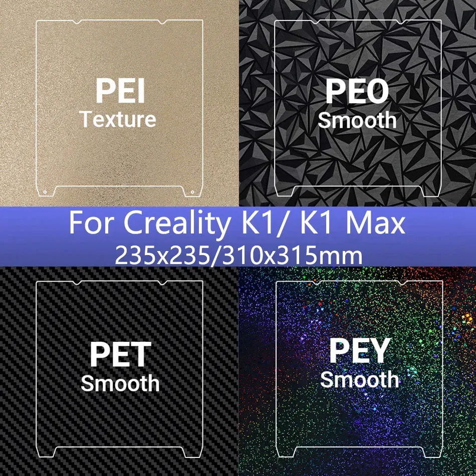 Color: Pink, Size: 2.25mm - K1C 235x235 Bed 310x315 Build Plate For Creality K1 Max K1 Pei Plate Ender 3 S1 Spring Steel Magnetic Pei Sheet Pey Build Plate