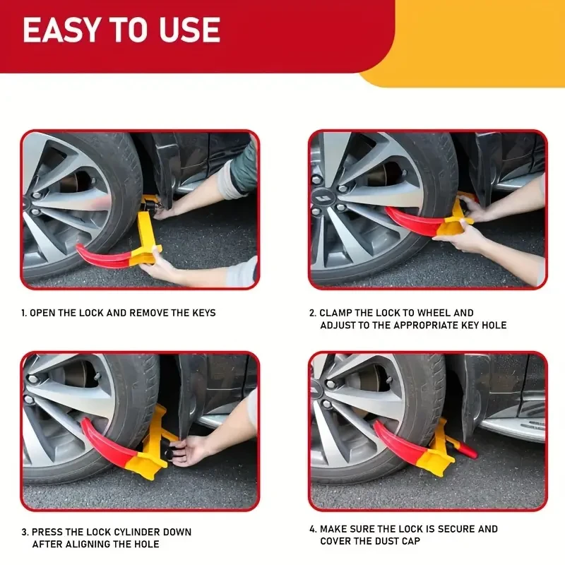 Anti Theft Wheel Lock Clamp Adjustable Boot Trailer Car Truck Boat Towing Locks For ATV RV SUV Car Golf Cart Boats Motorcycles Great Deterrent Bright