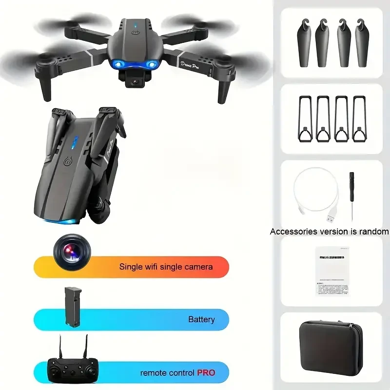 E99pro Drone With SD Camera, One-key Takeoff And Landing, Altitude Hold, One-key 360