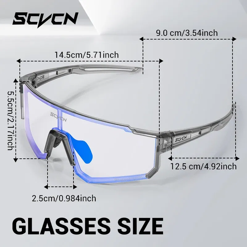 Color Name: Red - SCVCN Color Photochromic Cycling Glasses Outdoo Fashion Sports Sunglasses Men MTB Cycling Sunglasses Women Road Bike Glasses