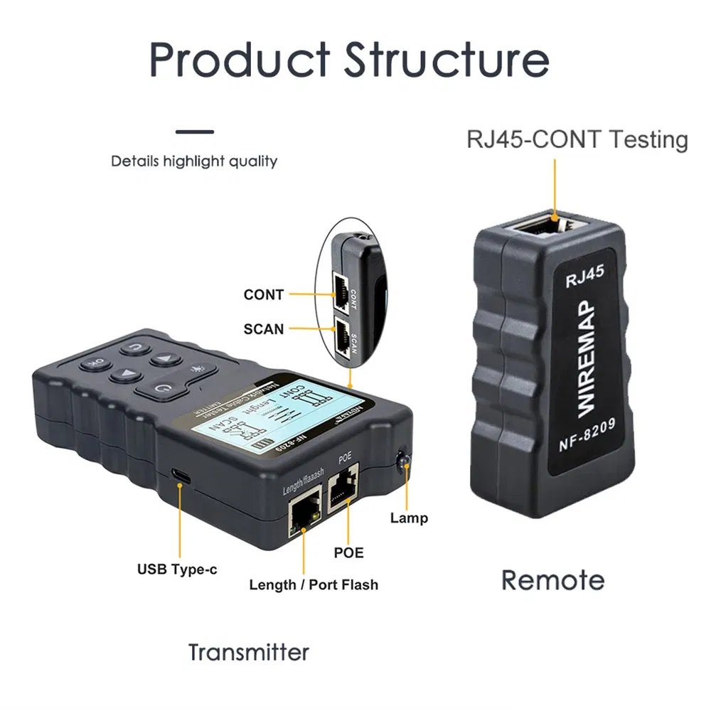 Color: Black, Ships From: CHINA - NOYAFA NF-8601W/NF-8209 Cable Tracker Lan Display Measure Tester Network Tools LCD Display Measure Length Wiremap Tester