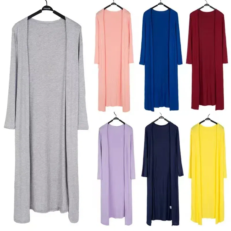 Color: black, Size: One Size - Summer Autumn 12 Colors Women Modal Long Cardigan Female Cotton Sweater Cardigans Long Sleeve Women Casual Coat Ladies Outerwear