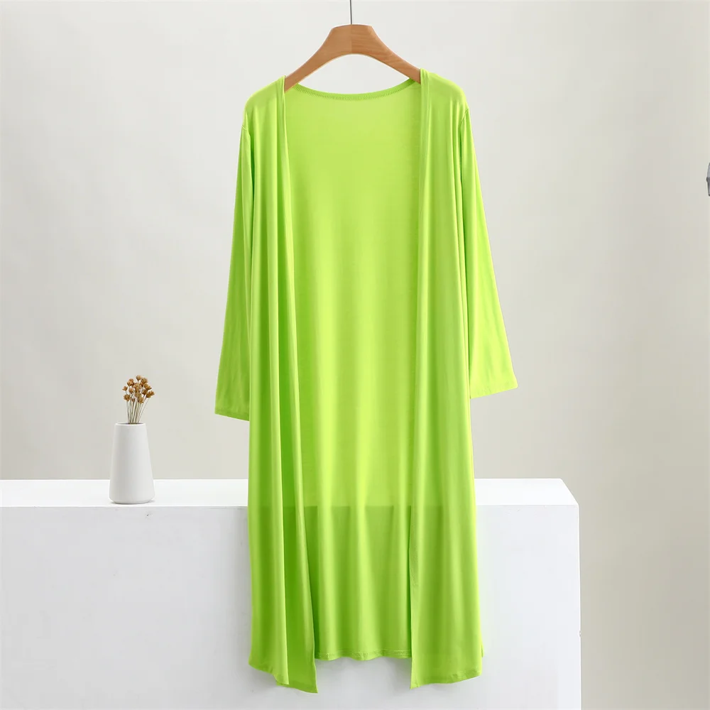 Color: black, Size: One Size - Summer Autumn 12 Colors Women Modal Long Cardigan Female Cotton Sweater Cardigans Long Sleeve Women Casual Coat Ladies Outerwear