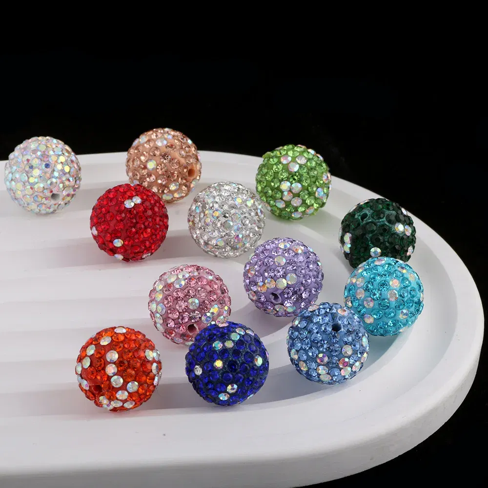 Color: WHITE, Item Diameter: 2mm - 16mm Colorful Ceramic Clay Ball Scattered Beads Diy Mobile Phone Chain Necklace Bracelet Accessories